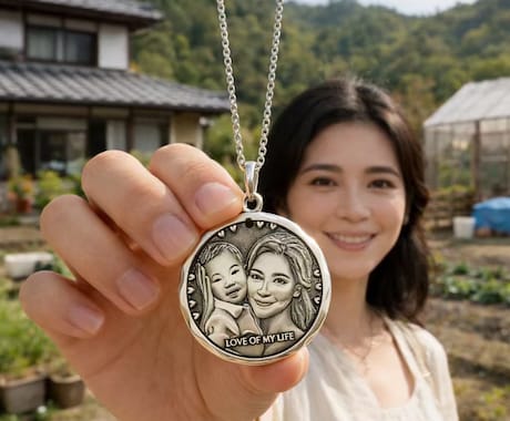 写真から作る純銀似顔絵ネックレス制作ます オーダーメイド記念日誕生日ギフト イメージ1