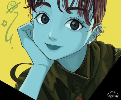 アナタのお写真をビビットな似顔絵イラストにします SNSのアイコンやホーム画面、プレゼントや名刺などに！！ イメージ1