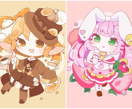 可愛いミニキャライラスト描きます 2頭身、3頭身の可愛いミニキャライラストを描きます イメージ2