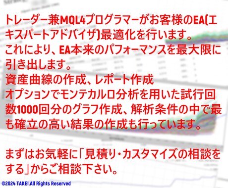 MT4用EAの最適化を代行します トレーダー兼MQL4プログラマーがEAの最適化を行います。 イメージ1