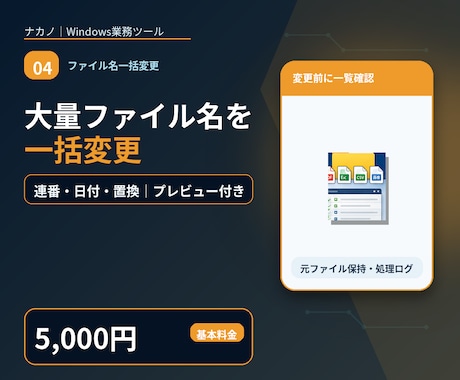 大量ファイル名をルール通り一括変更します イメージ1