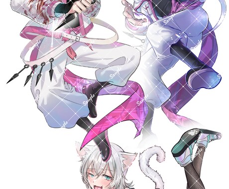 VTuber・広告に！イラスト描きます 複数人物の絡みポーズも可能です！何でもご相談ください♪ イメージ2