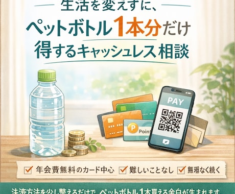 とりあえず損をしないキャッシュレス決済を教えます 決済方法を変えるだけで、生活の中に小さな得が生まれます イメージ1