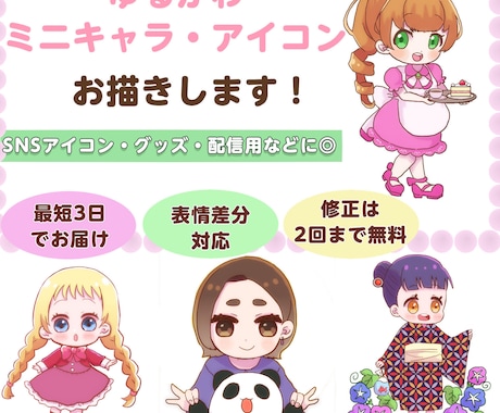 ゆるかわミニキャラ·アイコンお描きします イメージ1