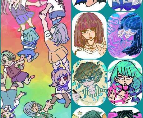 SNS等で利用できるアイコン制作承ります ポップな配色とデザインの人物イラストをオーダーメイド イメージ1
