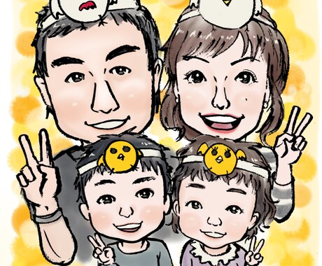 筆タッチで！＞デジタル似顔絵の挨拶状を描きます 年に一度の挨拶におススメ！筆ペンのあたたかみがあります イメージ1