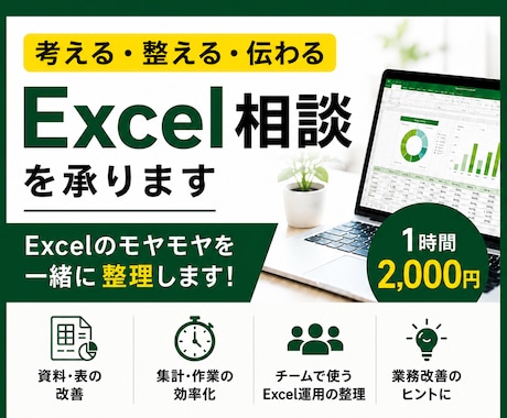 考える・整える・伝わる　Excel相談承ります 【お試し期間中】Excelの「モヤモヤ」を一緒に整理します！ イメージ1