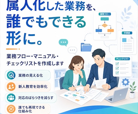 属人化した業務をマニュアル化します 誰でも見てわかる手順書に整理します イメージ1