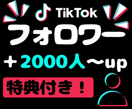 TikTokフォロワーを＋2000人増やします 【特典でいいね＋1,000】★オプションで再生数いいね可能 イメージ1