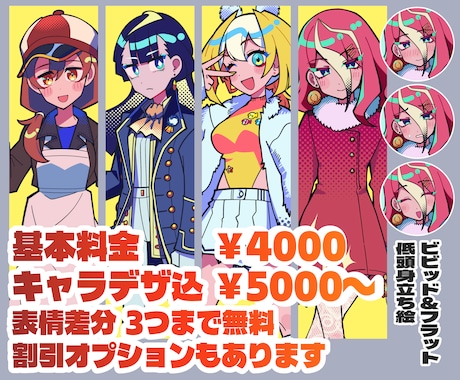 ビビッド＆フラットな立ち絵制作します イメージ1