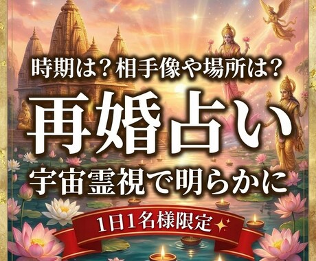 初回限定＊再婚できるかどうかを深く霊視しますます 再婚時期や場所、相手像や気をつけるポイントなど伝えます イメージ1