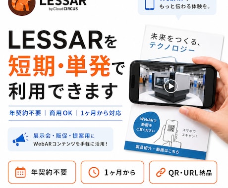 LESSARを短期・単発で利用できます 年契約不要｜商用OK｜1ヶ月から対応 イメージ1