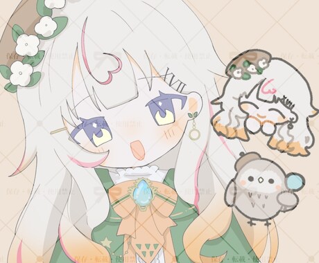 詰め込みイラスト描きます 胸上等身とゆる〜いミニキャラとモチーフ イメージ2