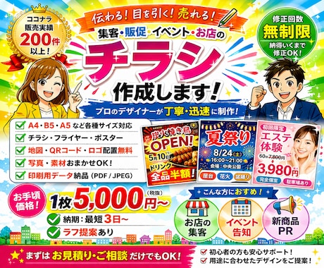 目を引く高品質チラシを作成します 売上アップにつながるデザインをご提案します イメージ2