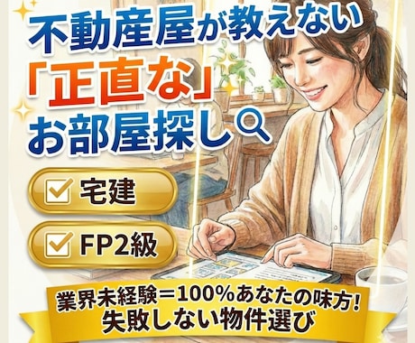 お部屋探しのプロ！！私たちが徹底サポートします 『住んでから後悔しない部屋』を探したいならお任せください！ イメージ1