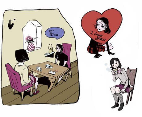 くすみ配色のステキなイラスト描きます 上半身・全身どちらも対応、簡易背景もご相談ください イメージ2