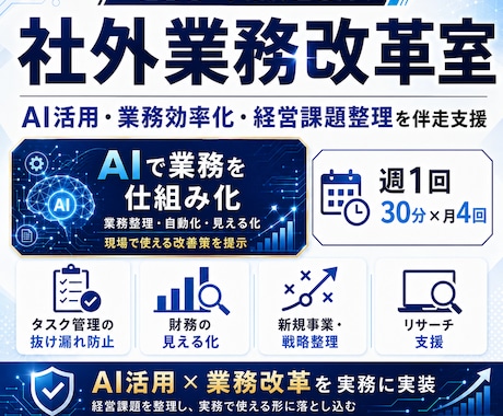 AI活用・業務効率化・経営課題整理を伴走支援します AIで業務課題を仕組み化します イメージ1