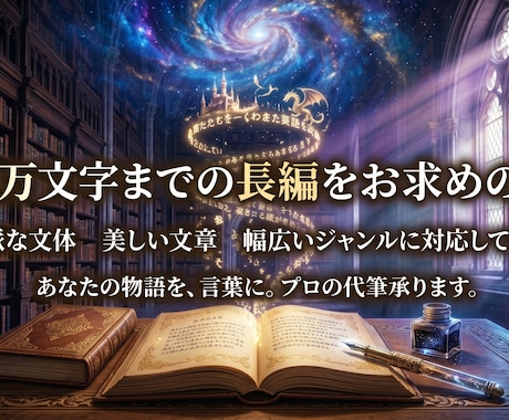 10万文字まで　長編小説・シナリオ執筆致します あなたの読んでみたい！書いて欲しい！そんな物語を形にします イメージ1