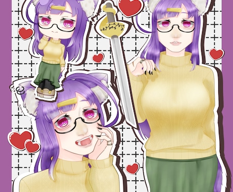 ステッカー風イラストを制作いたします いろんなポーズや表情を詰め合わせたあなただけのイラスト イメージ2