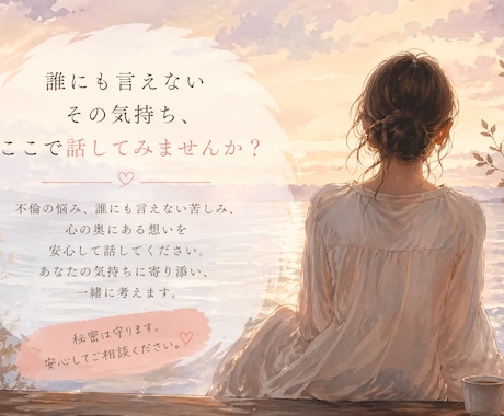 浮気、不倫恋愛、24時間いつでもご相談乗ります 3日間何度でもやり取り可能、追加料金はございません。 イメージ1