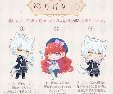 可愛いミニキャラ描かせていただきます アイコンやグッズ、貴方のocのデフォルメ化も対応可！！ イメージ2