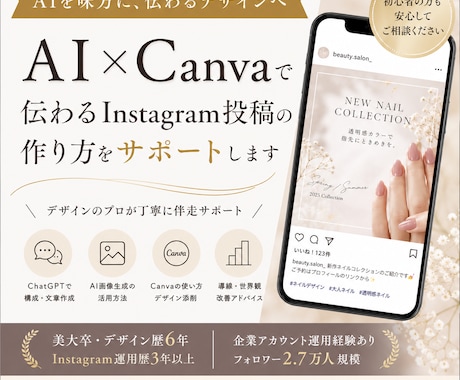 AI×Canvaで伝わるデザインサポートます ChatGPT×CanvaでAIっぽくないデザイン制作 イメージ1