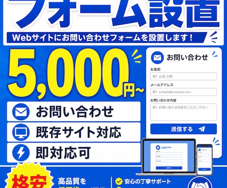 お問い合わせフォームを既存サイトに設置します 既存HP対応。自動返信つきも相談可 イメージ1