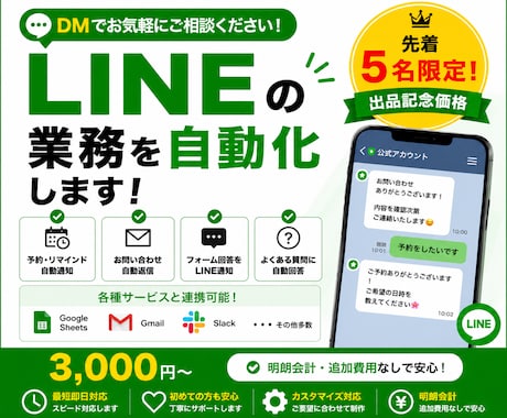 予約対応やお問い合わせ対応をLINEで自動化します 面倒な通知作業を手放しできます！ イメージ1