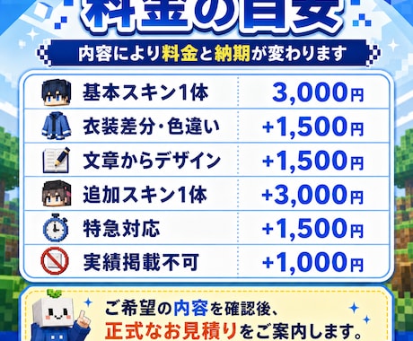 イラストからオリジナルのマイクラスキンを制作します Java版・統合版対応｜オリキャラ・Vtuberも丁寧に再現 イメージ2