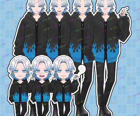 IRIAM向け男性立ち絵を販売します ハーフアップの水色男性立ち絵です イメージ2