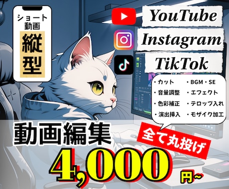 4,000円でショート動画の編集代行いたします シンプルな料金システムで面倒なことは全て丸投げでOK！ イメージ1