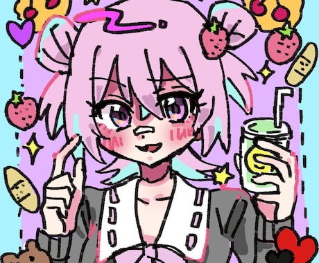 病みかわ・ポップなSNSアイコン描きます 個性派イラスト／カラフルで印象に残る絵柄です イメージ2