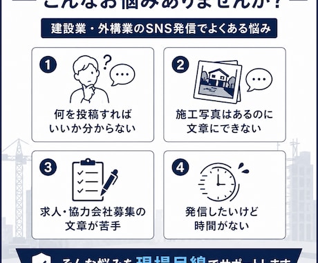建設業・外構業向けSNS投稿文を作成します 施工実績・求人・協力会社募集の文章を整えます イメージ2