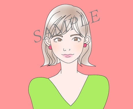 顔正面_シンプル線画  女性のイラスト描きます アイコン：SNS、名刺、パッケージなど イメージ1
