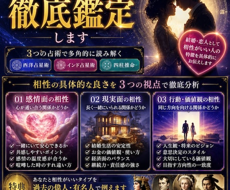 好きだけじゃ続かない。その先の相性、見ます 結婚相手・恋人の相性を徹底鑑定｜運命の相手の特徴を具体的に イメージ1