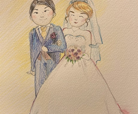 結婚のお祝いに、ふたりのための絵本を描きます 手描きで切り絵や飛び出す仕掛けで、二人への幸せを演出します イメージ1