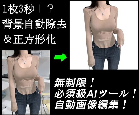 商品背景画像の自動除去プログラムを提供します ネットショップ用に商品背景が自動除去し、正方形にリサイズ！ イメージ1