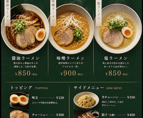 プロ品質のメニュー表デザイン作成します イメージ1