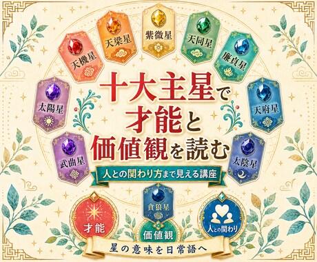 算命学鑑定を8STEPで修得できます 星の自動算出から性格相性まで学び占い師に イメージ2