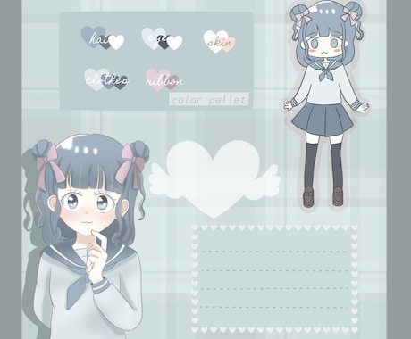 あなただけのコテキャラシートを作成します バストアップ、デフォルメ等身、カラーパレットで分かりやすい！ イメージ2