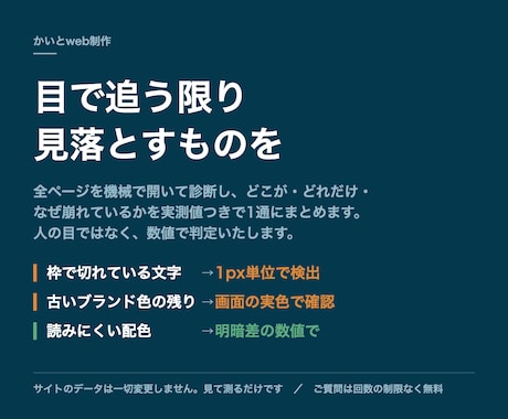 サイトの表示崩れ・色ズレを全ページ機械診断します イメージ1