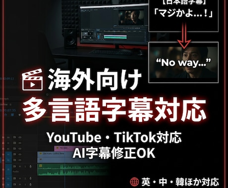 海外向け動画を多言語字幕化します