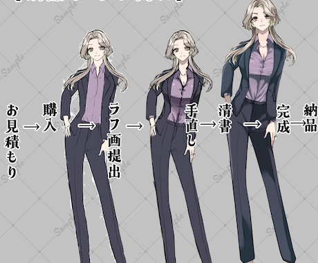 Vtuber・TRPG・IRIAM立ち絵制作します 商用利用無料！アニメ塗りであなただけのキャラクター作成！ イメージ2