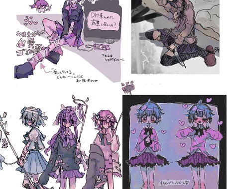 アイコン、夢絵、サムネイル、描きます 女の子と全身イラストが得意です、独特な絵柄が好きな方は是非！ イメージ2