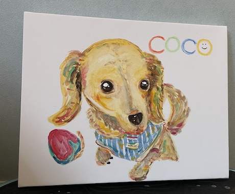 キャンバス に手描きペットイラスト描きます happyカラーな愛犬、愛猫などペットの似顔絵描きます✨ イメージ2