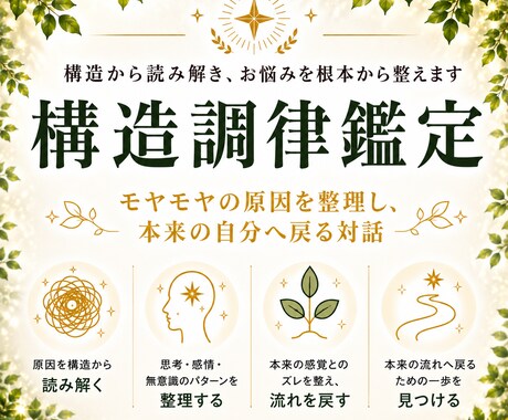 内側の構造を読み解き、本来の位置へ整えます モヤモヤの原因を整理し、本来の自分へ戻る対話 イメージ1