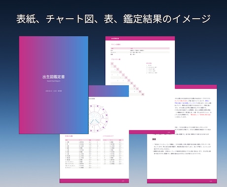 占星術の鑑定書作成ツール提供します 表紙、チャート図、表、鑑定文をお好みのデザインで作成 イメージ2