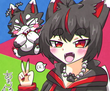 キュートからダーク系の雰囲気のイラストを描きます イメージ1