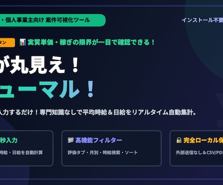 時給を見える化します 時給が丸見え！ジキューマル！入力簡単でシンプル管理！ イメージ2