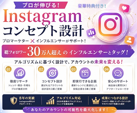 プロが伸びるInstagramコンセプト設計します 総フォロワー30万人のインフルエンサーとタッグでサポート！ イメージ1